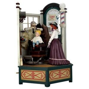 Enesco Victorian Era Barber Shop "Sweet Adeline" Multi-Action Music Box w/ Light